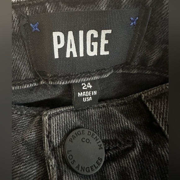 Black PAIGE "Julia" Slim Uneven Frayed Hem Jeans. Sz 24. Grey/Black - Picture 7 of 9